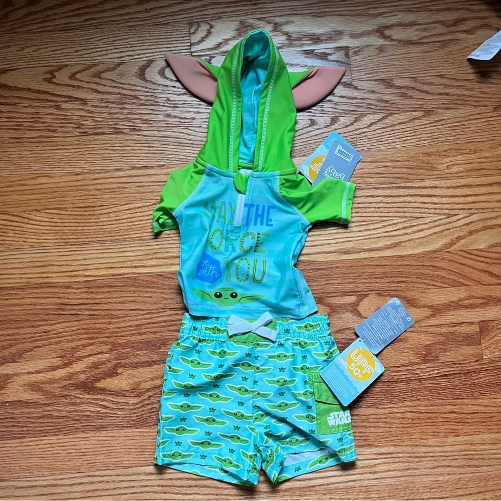 Star Wars The Child Rash Guard Bathing Suit The Mandalorian Disney 3-6 months